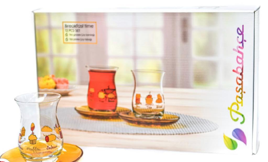 Glass tea cup with Color 12pc D23 Atlas Food